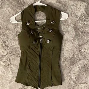 Dark green zip-up tank top